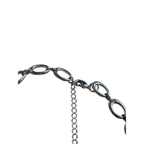 Chunky Silvertone Chain Necklace Career Retro Statement Office 24 - 26 inches - Picture 3 of 3